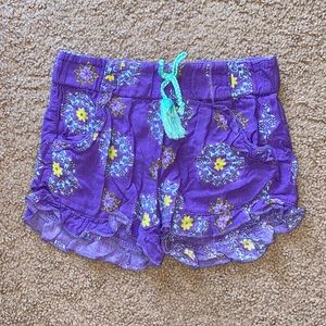 Girls Purple Floral Shorts